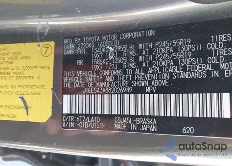 2008 Toyota Highlander Sport из США, поврежденный, VIN JTEES43A882026949